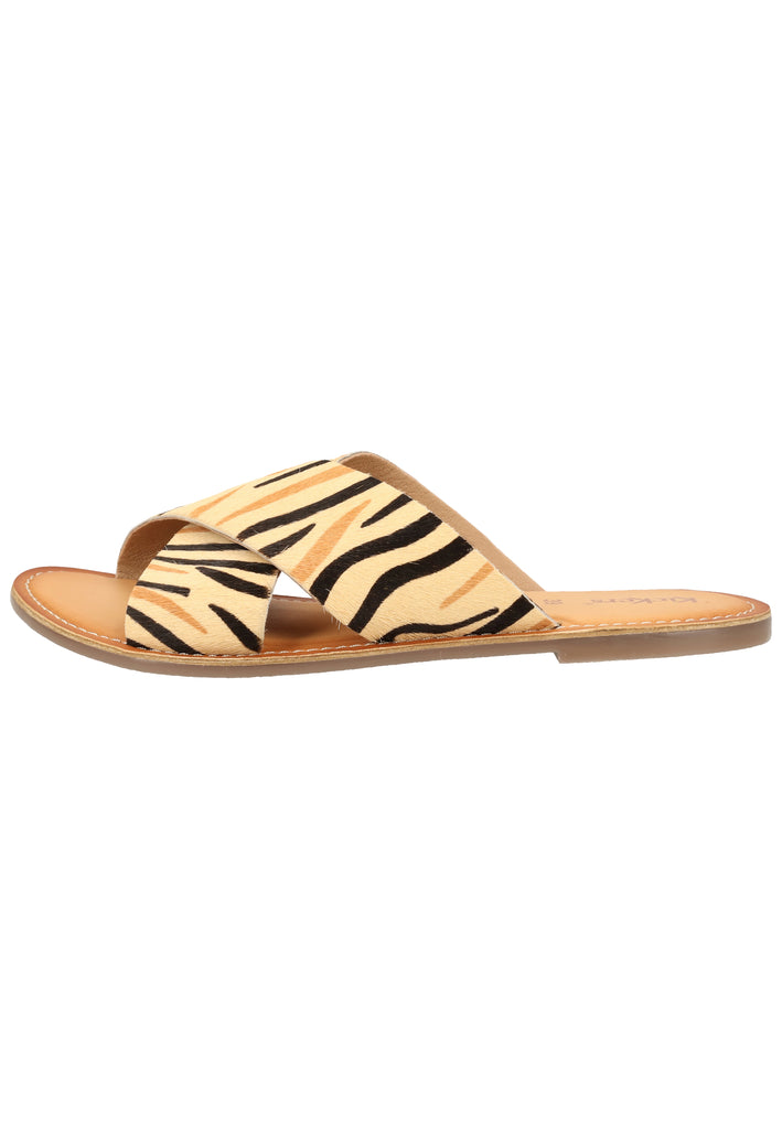 Kickers Pantoletten Leder Beige/Schwarz - surf4shoes