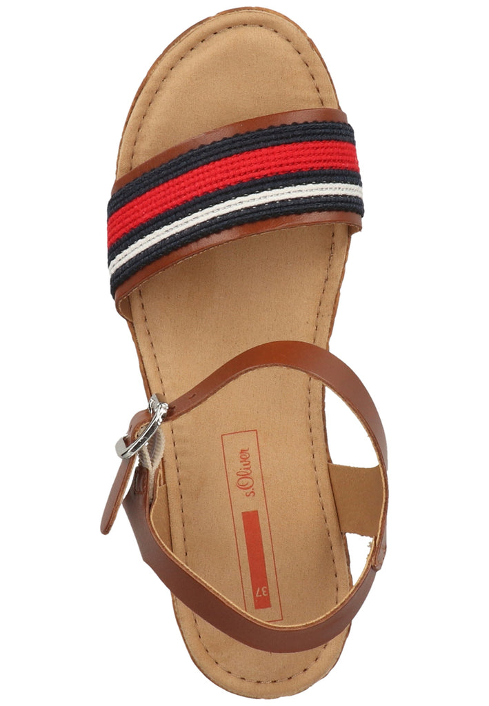 s.Oliver Sandalen Leder Braun/Blau - surf4shoes