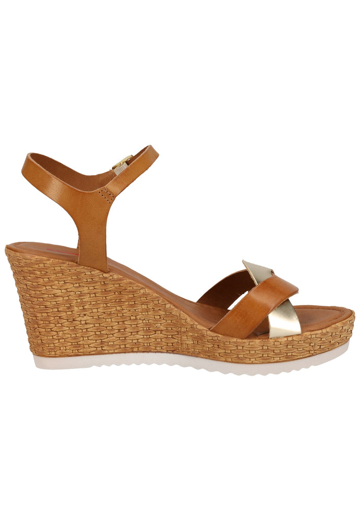 s.Oliver Sandalen Leder Braun/Gold - surf4shoes