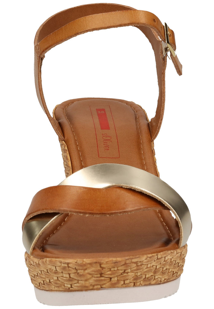 s.Oliver Sandalen Leder Braun/Gold - surf4shoes