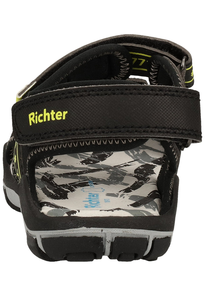 Richter Sandalen Lederimitat/Textil Schwarz/Gelb - surf4shoes