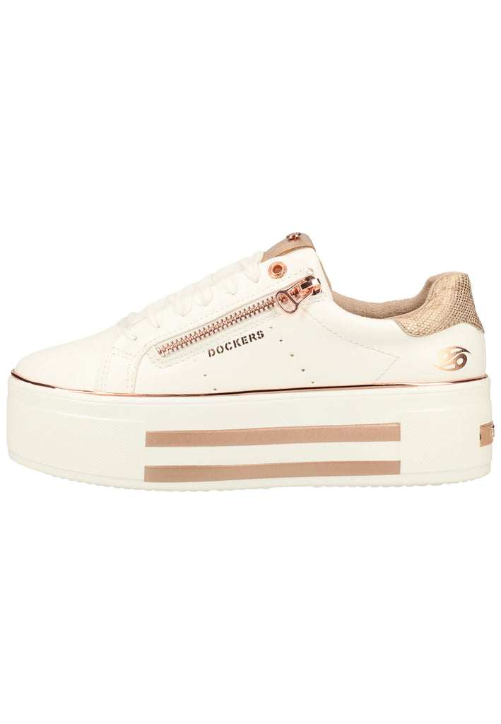 Dockers Sneaker Lederimitat Weiß/Rosa - surf4shoes