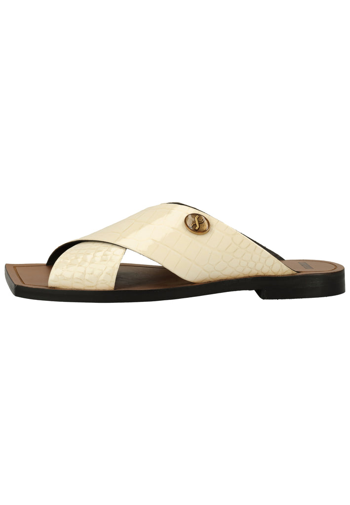 Bronx Pantoletten Leder Beige - surf4shoes