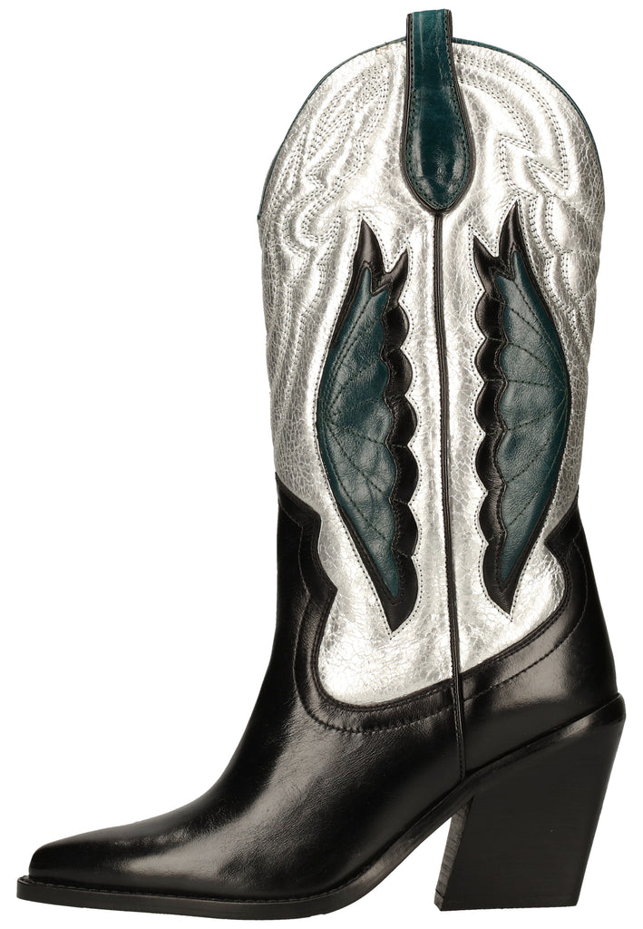 Bronx Stiefel Nappaleder Schwarz/Silber - surf4shoes