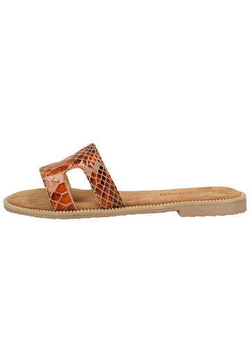 Lazamani Pantoletten Leder Cognac - surf4shoes