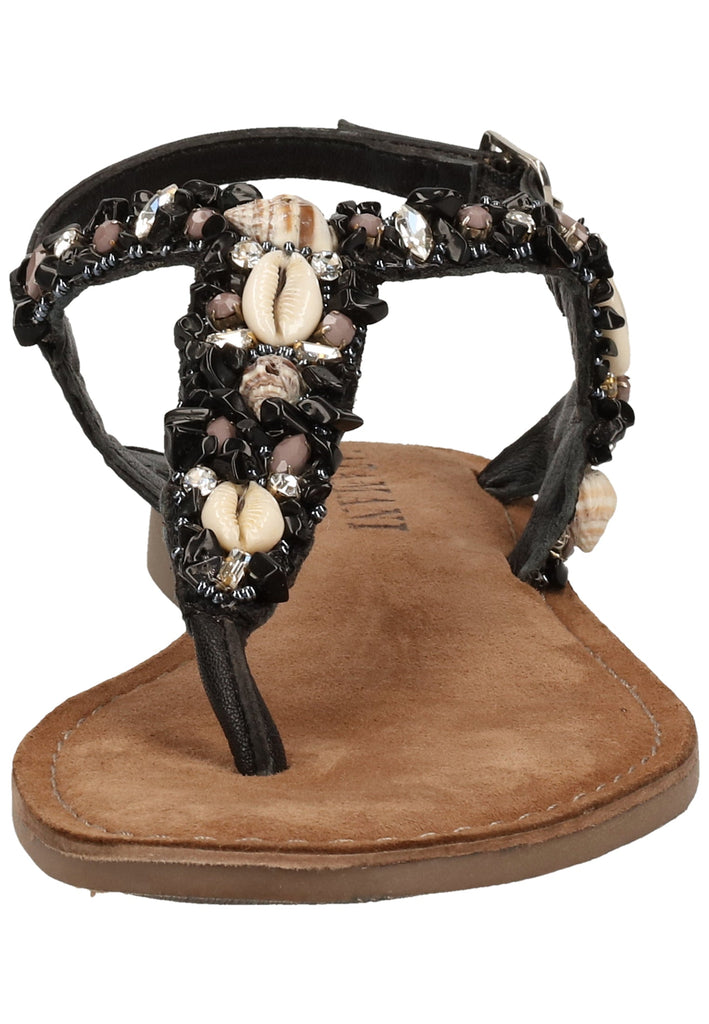 Lazamani Zehensteg Leder/Textil Schwarz - surf4shoes