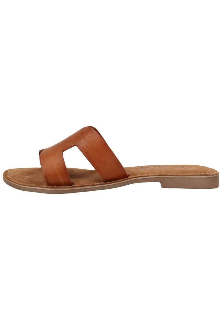 Lazamani Pantoletten Leder Tan - surf4shoes