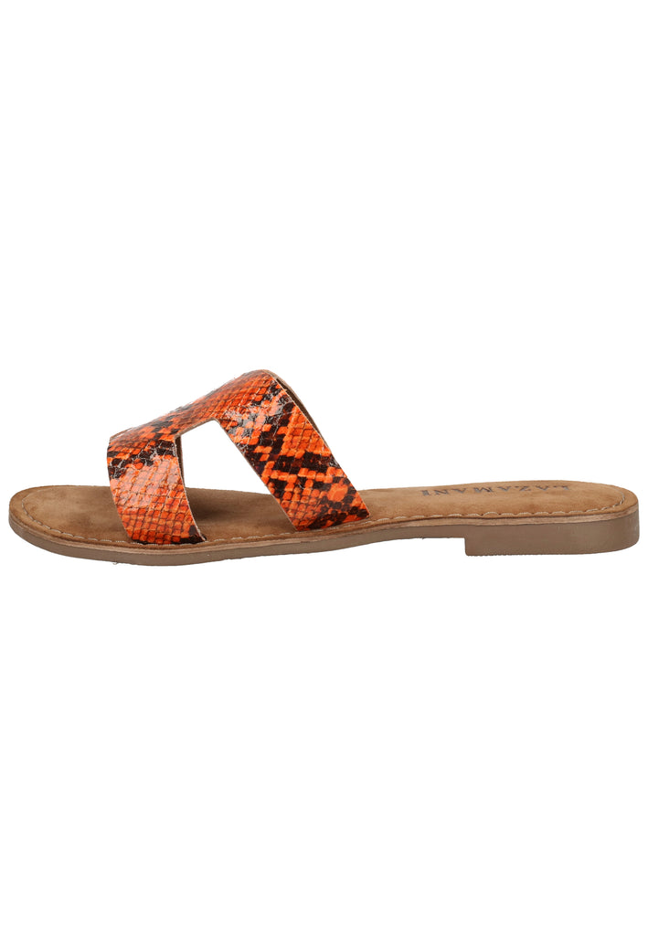 Lazamani Pantoletten Leder Orange - surf4shoes