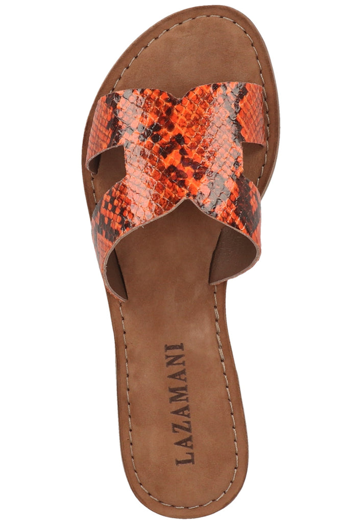 Lazamani Pantoletten Leder Orange - surf4shoes