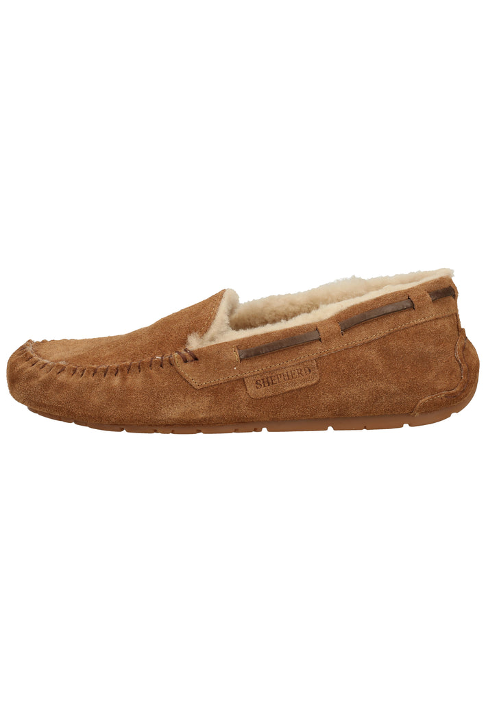Shepherd Hausschuhe Veloursleder Braun - surf4shoes