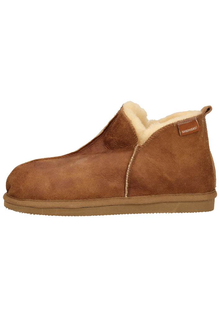 Shepherd Hausschuhe Leder Cognac - surf4shoes