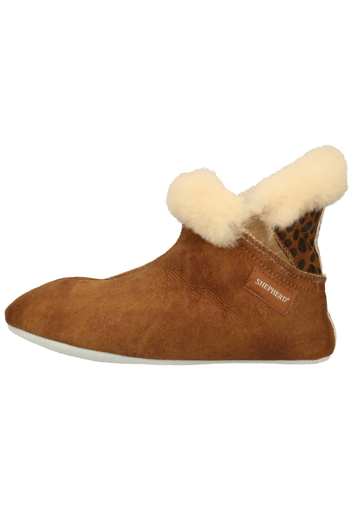 Shepherd Hausschuhe Leder Cognac - surf4shoes