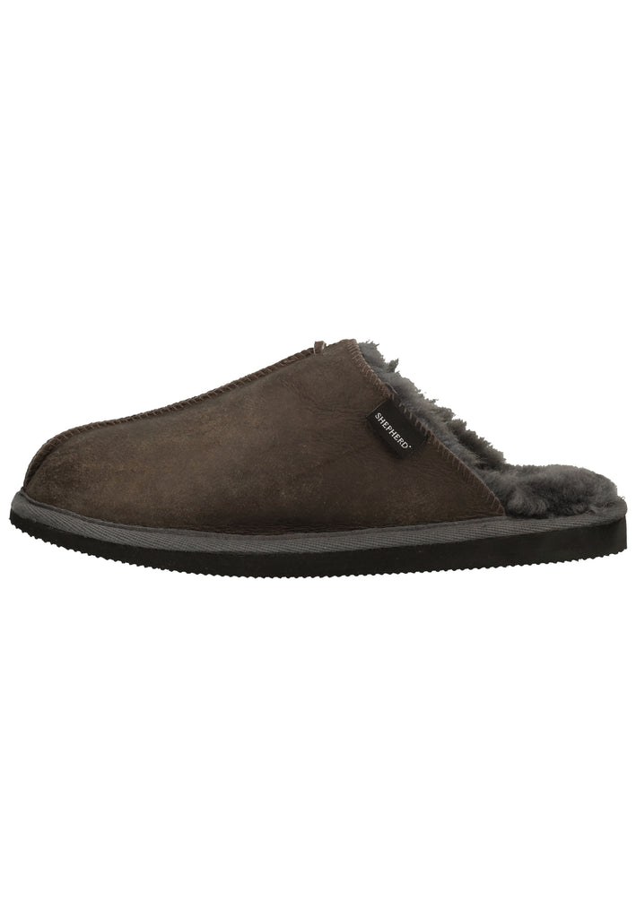 Shepherd Hausschuhe Leder Dunkelgrau Warmfutter - surf4shoes
