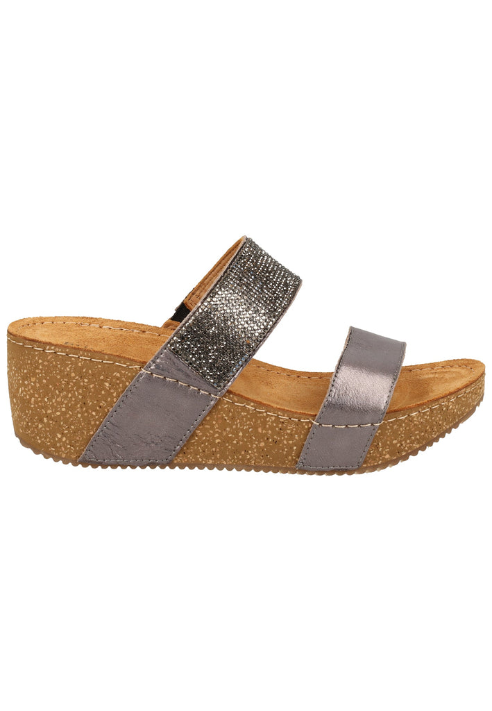 Bullboxer Pantoletten Leder Silber - surf4shoes