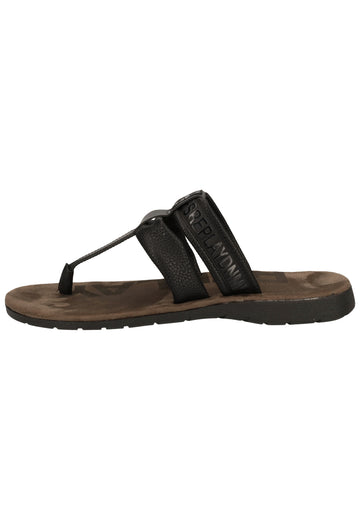 Replay Pantoletten Leder/Synthetik Schwarz - surf4shoes