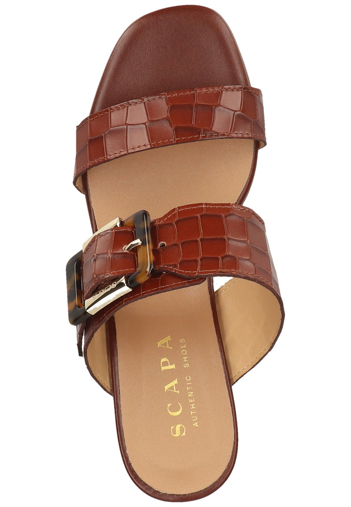 Scapa Pantoletten Leder Braun - surf4shoes