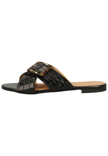 Scapa Pantoletten Leder Schwarz - surf4shoes