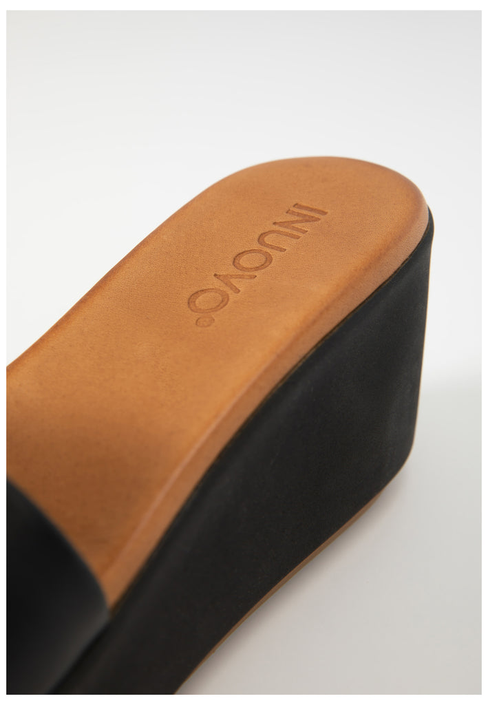 Inuovo Pantoletten Leder Schwarz - surf4shoes