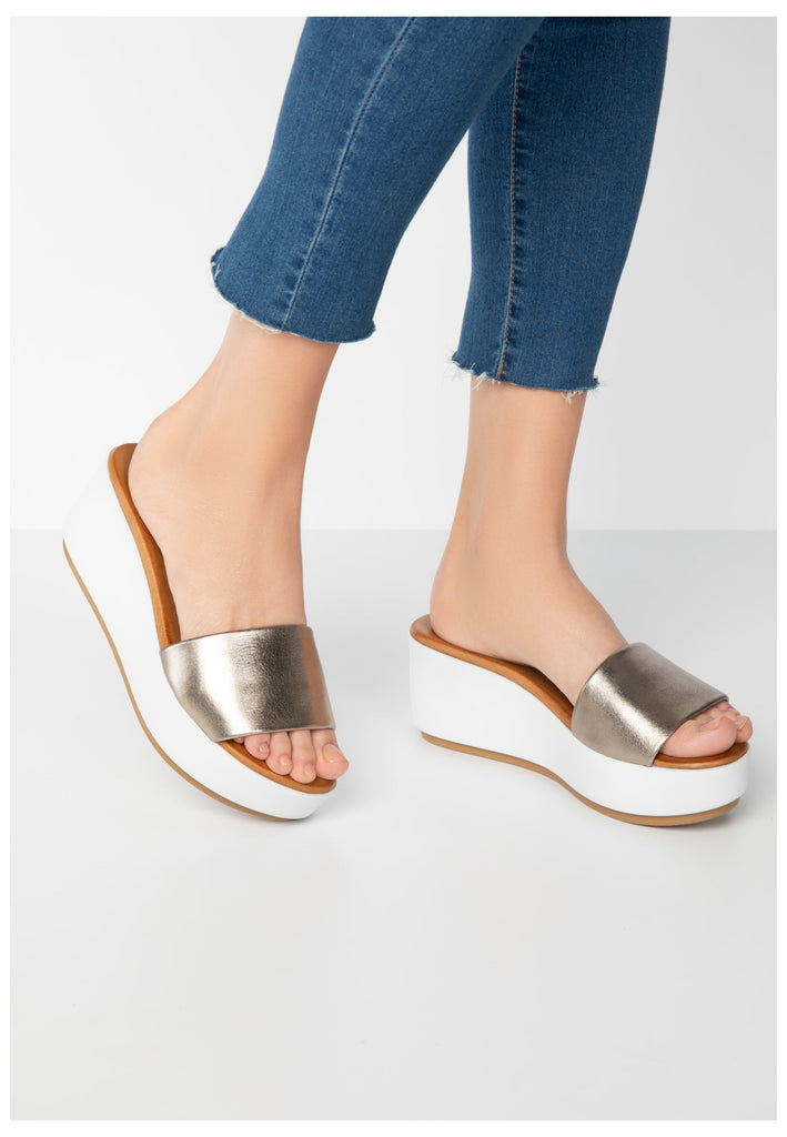 Inuovo Pantoletten Leder Pewter - surf4shoes