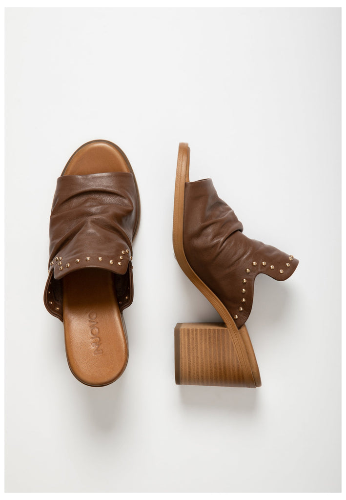 Inuovo Pantoletten Leder Dunkelbraun - surf4shoes