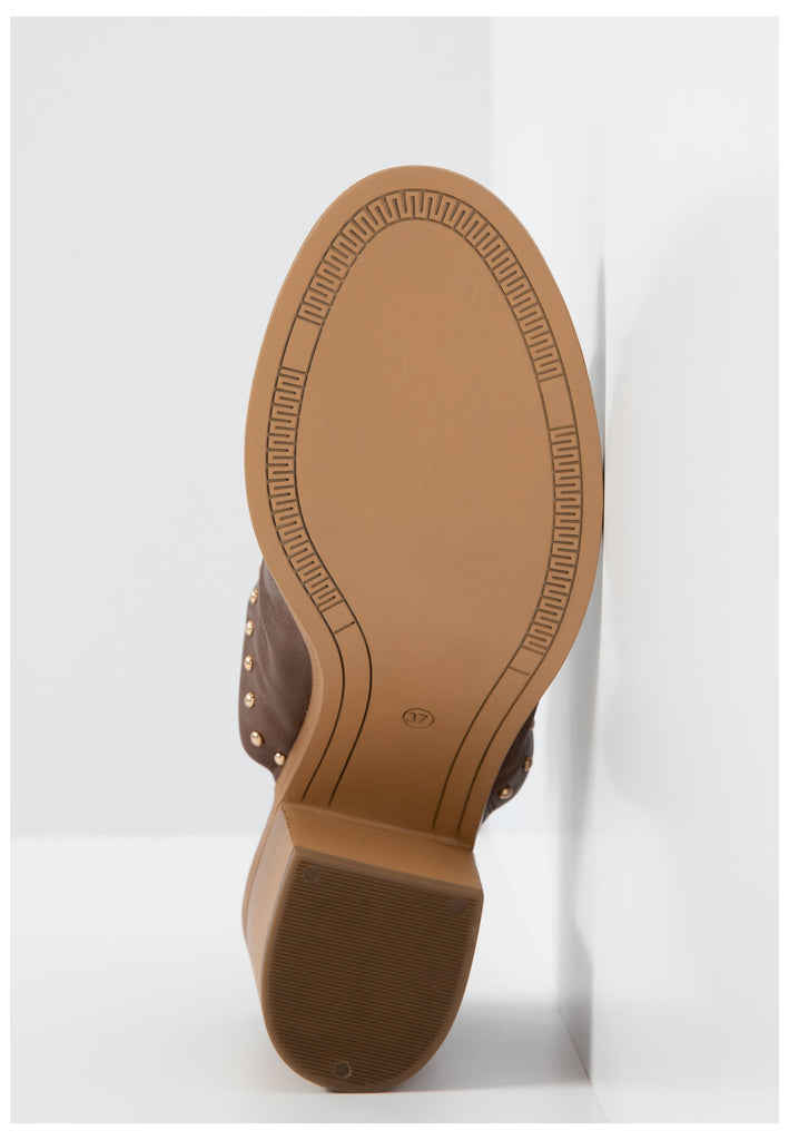 Inuovo Pantoletten Leder Dunkelbraun - surf4shoes