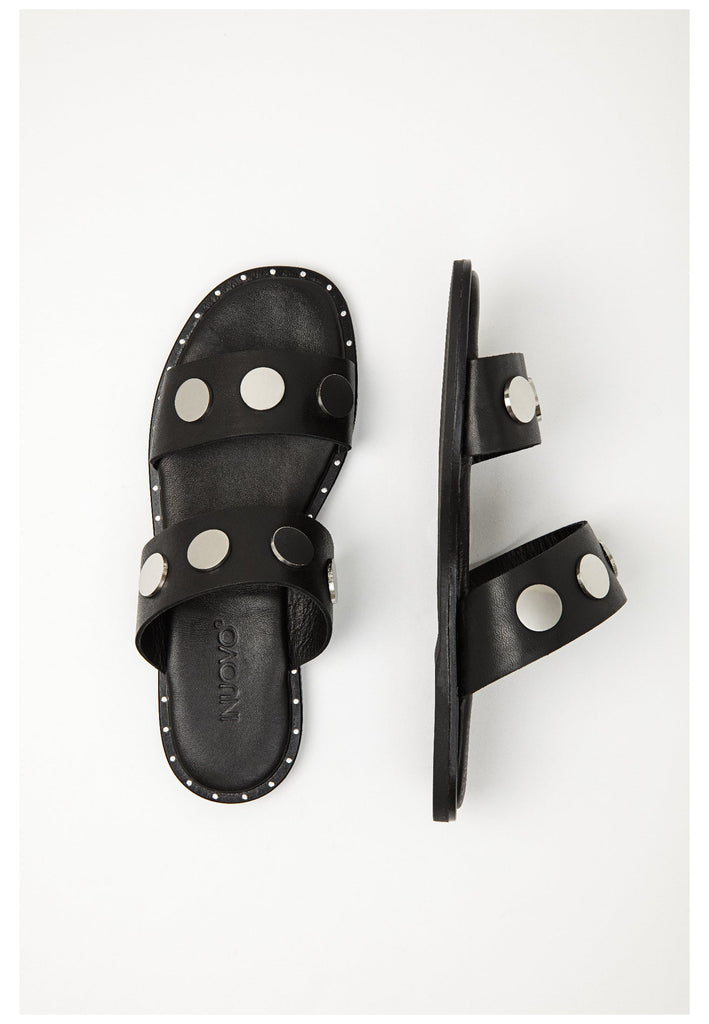 Inuovo Pantoletten Leder Schwarz - surf4shoes