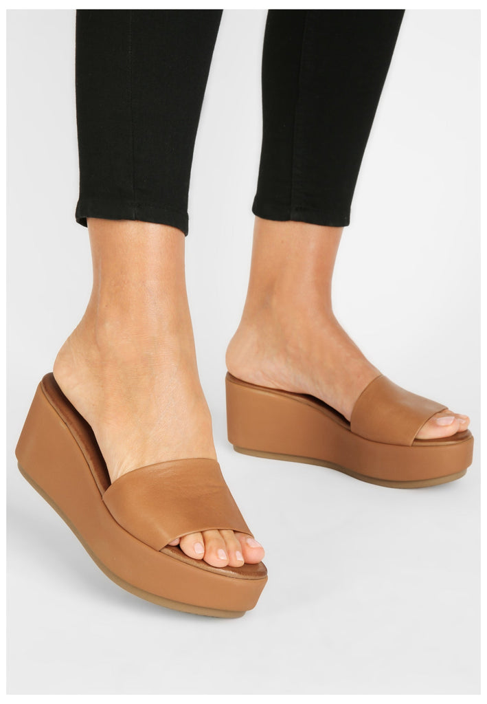 Inuovo Pantoletten Leder Mittelbraun - surf4shoes