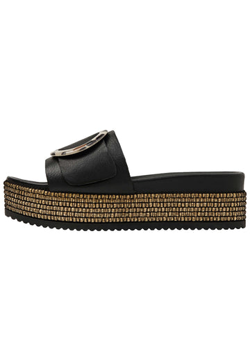 Inuovo Pantoletten Leder Schwarz - surf4shoes