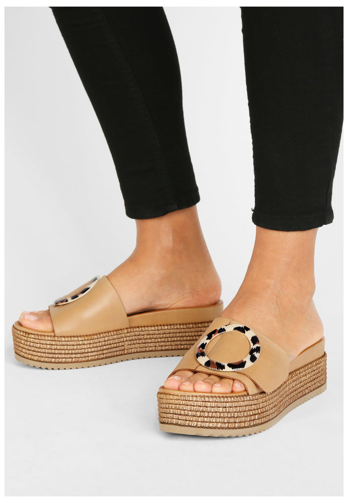 Inuovo Pantoletten Leder Hellbraun - surf4shoes