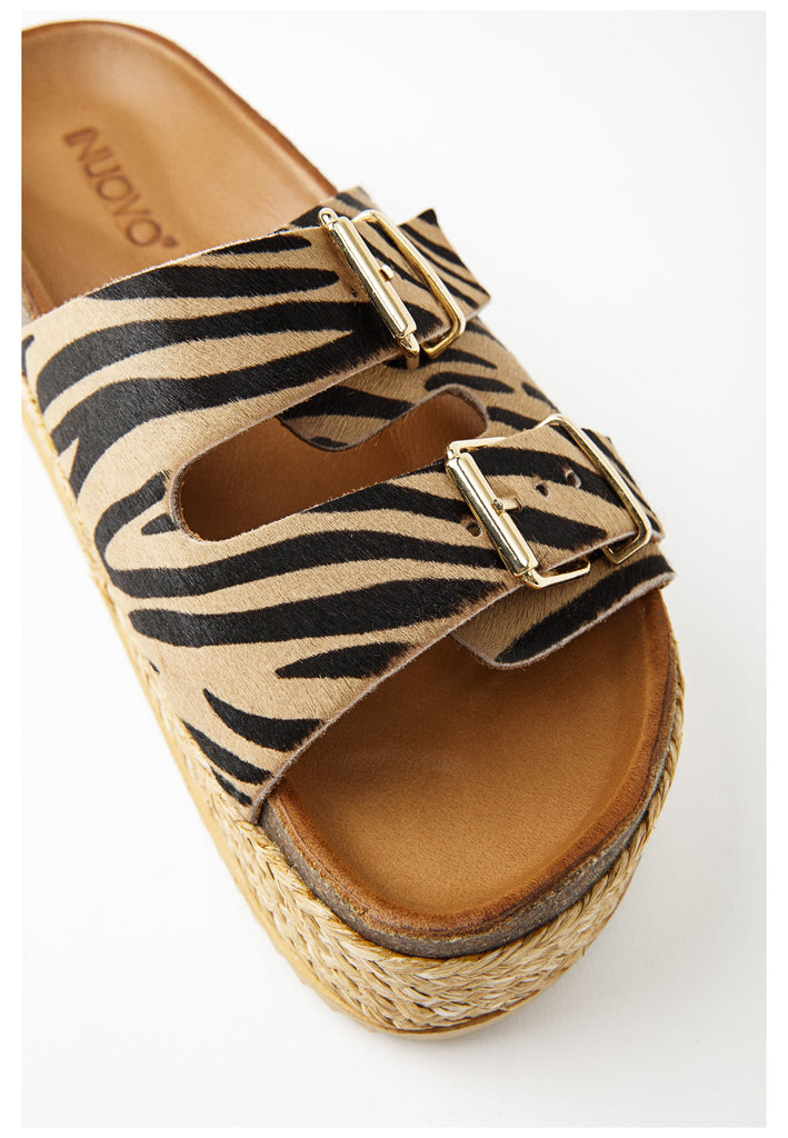 Inuovo Pantoletten Leder Beige/Schwarz - surf4shoes