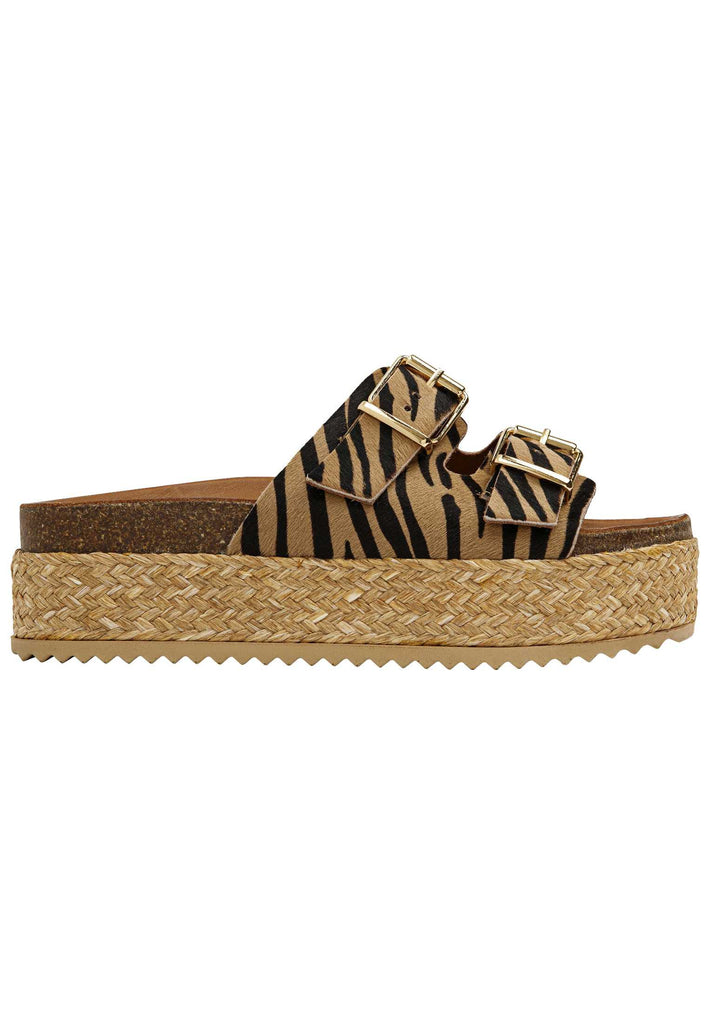 Inuovo Pantoletten Leder Beige/Schwarz - surf4shoes