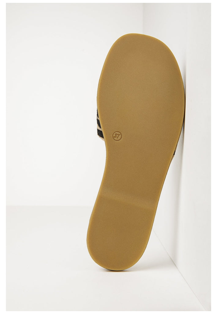 Inuovo Pantoletten Leder Beige/Schwarz - surf4shoes