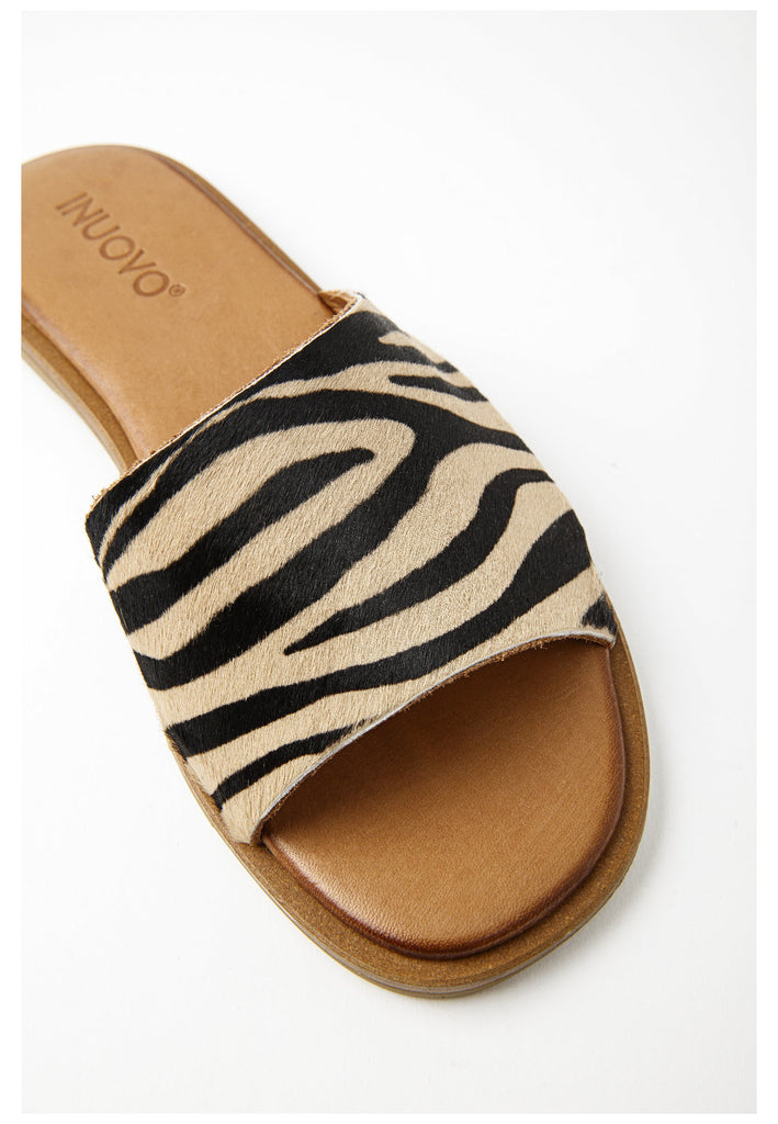 Inuovo Pantoletten Leder Beige/Schwarz - surf4shoes