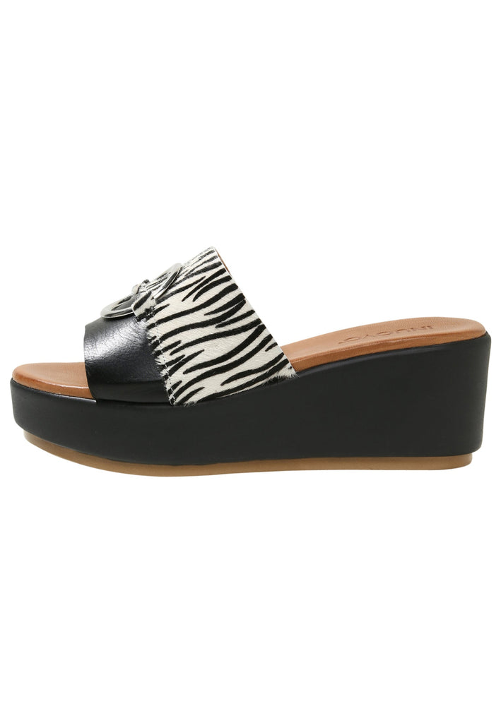 Inuovo Pantoletten Leder Schwarz/Weiß - surf4shoes