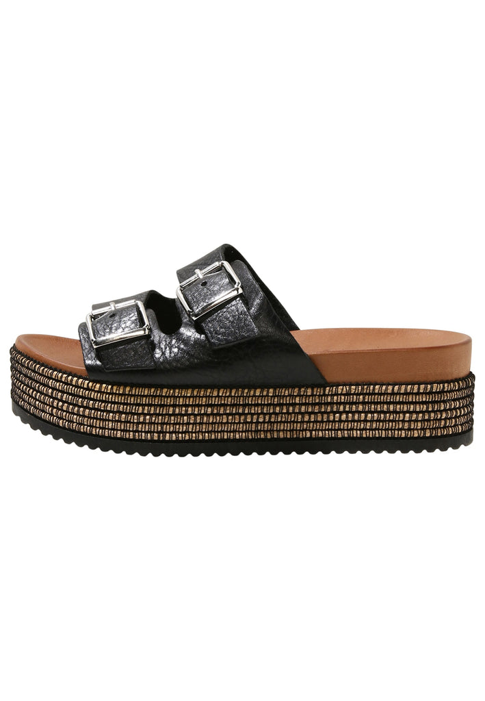 Inuovo Pantoletten Leder Schwarz - surf4shoes
