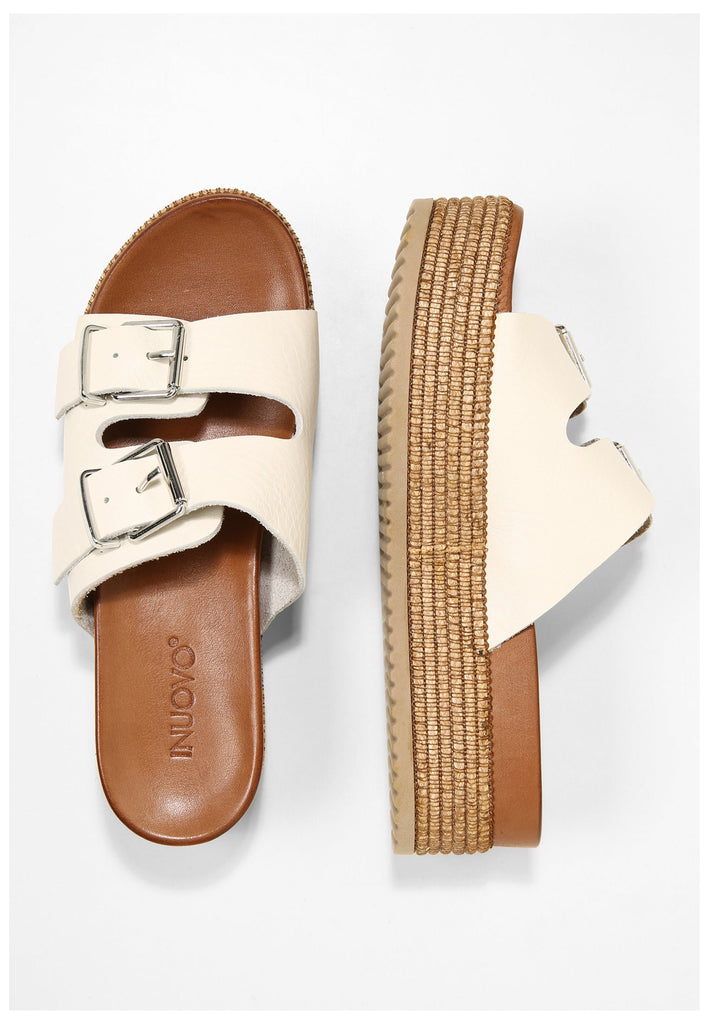 Inuovo Pantoletten Leder Beige - surf4shoes