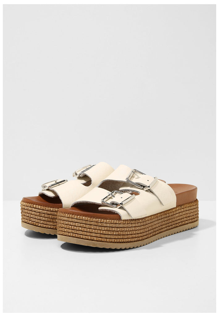 Inuovo Pantoletten Leder Beige - surf4shoes