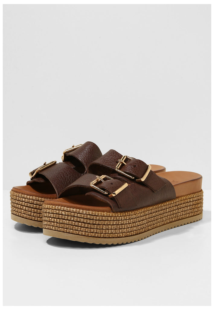 Inuovo Pantoletten Leder Dunkelbraun - surf4shoes