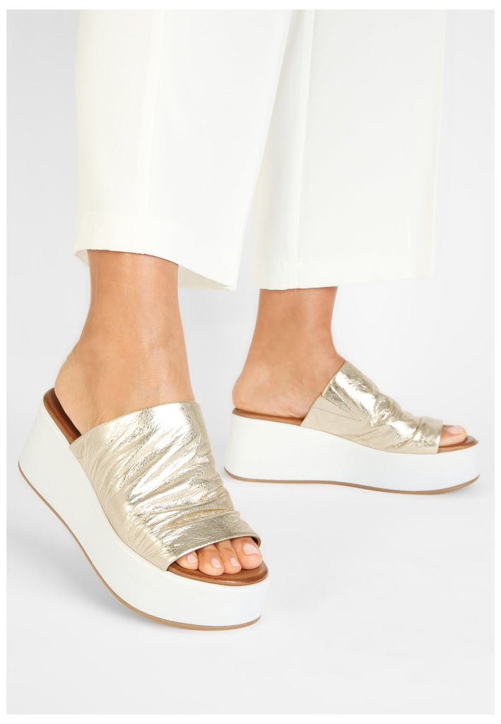 Inuovo Pantoletten Leder Gold - surf4shoes