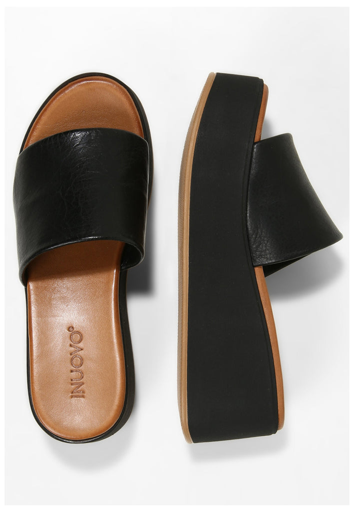 Inuovo Pantoletten Leder Schwarz - surf4shoes