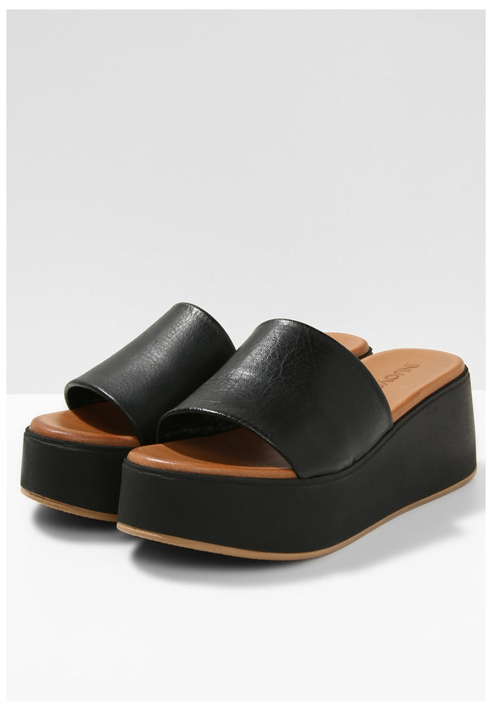 Inuovo Pantoletten Leder Schwarz - surf4shoes