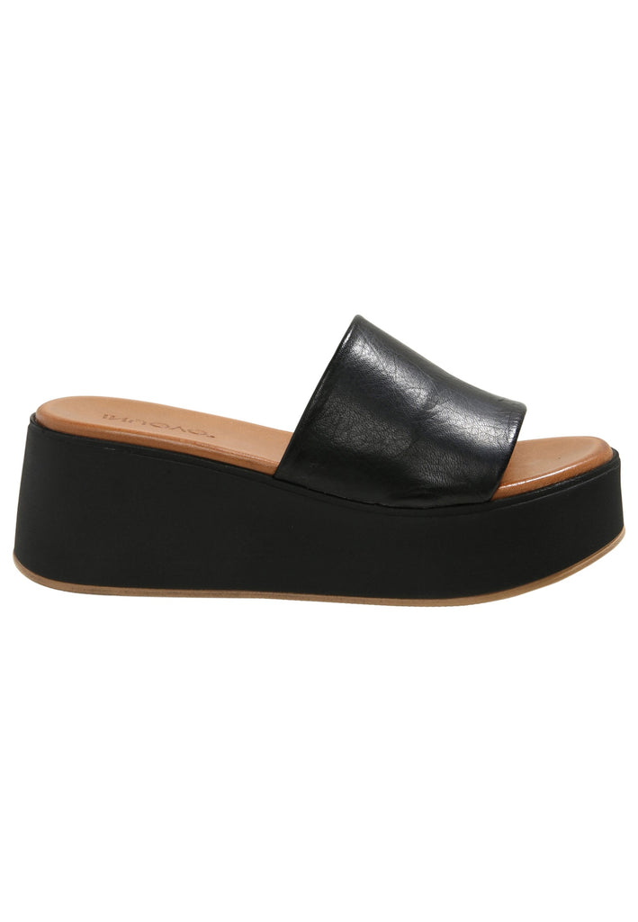 Inuovo Pantoletten Leder Schwarz - surf4shoes