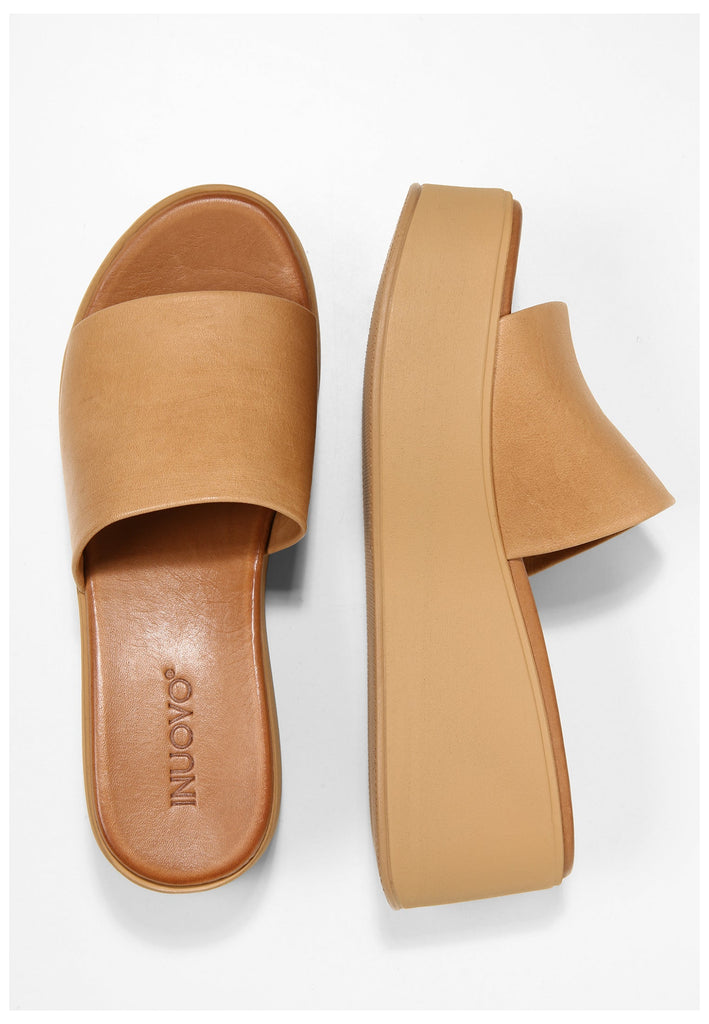 Inuovo Pantoletten Leder Hellbraun - surf4shoes