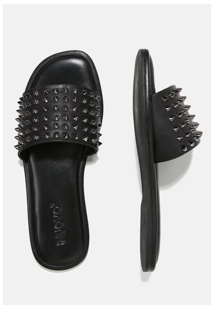 Inuovo Pantoletten Leder Schwarz - surf4shoes