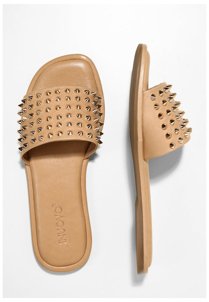 Inuovo Pantoletten Leder Hellbraun - surf4shoes