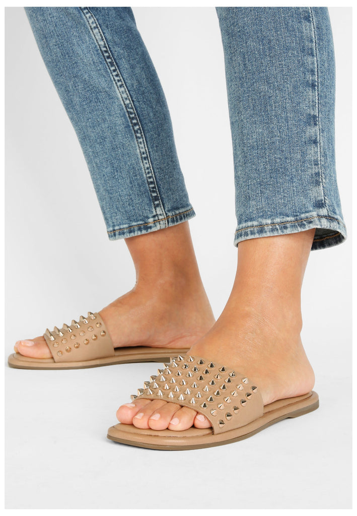 Inuovo Pantoletten Leder Hellbraun - surf4shoes