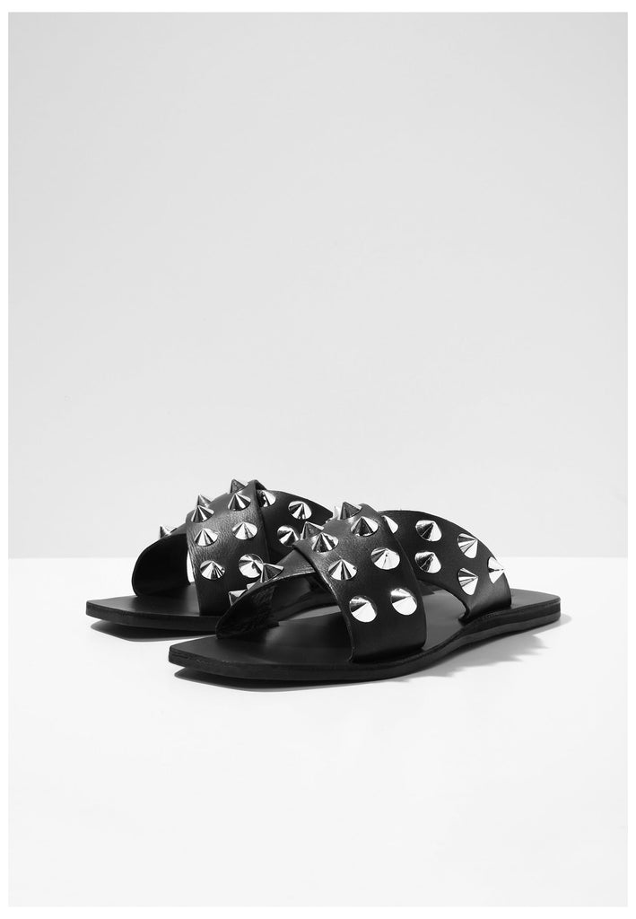 Inuovo Pantoletten Leder Schwarz - surf4shoes