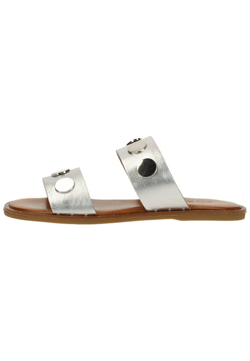 Inuovo Pantoletten Leder Silber - surf4shoes