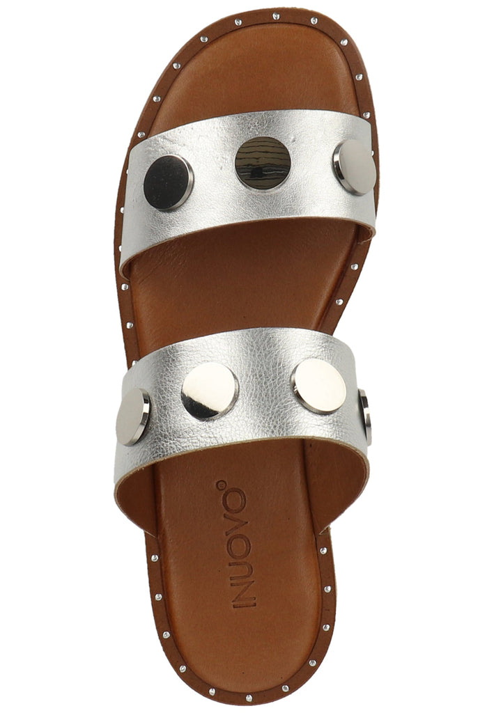 Inuovo Pantoletten Leder Silber - surf4shoes