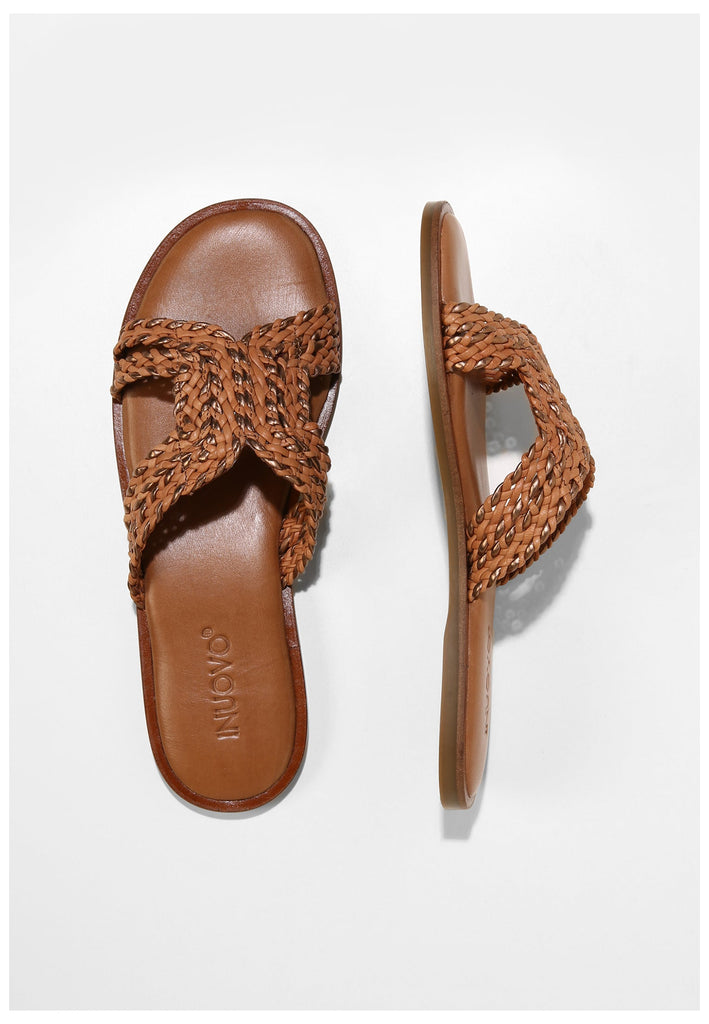 Inuovo Pantoletten Leder Mittelbraun - surf4shoes